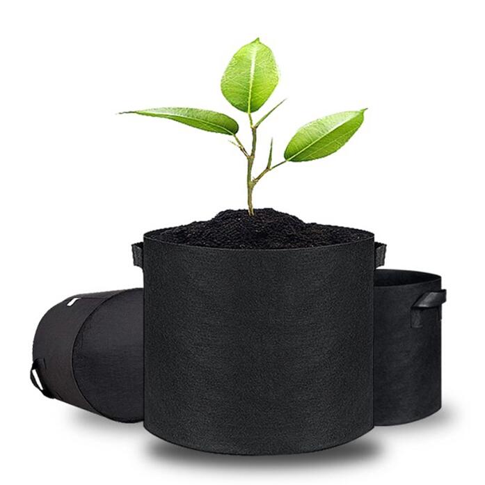 Rosnek Black Grow Bags Felt Grow Bag Gardening Fabric Grow Pot Vegetable Growing Planter Garden Flower Planting Pot 1/3/5/7/10Gallon, Size: 10 Gal