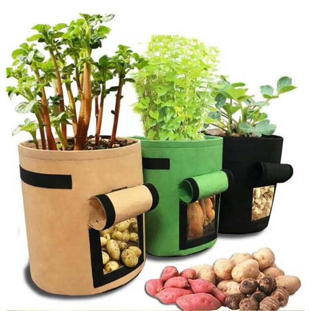 Potato Grow Bag Velcro Window Vegetable Grow Bag, Double Layer Premium Breathable Nonwoven Cloth Vegetables Plant Growing Bags,Durable Planter Bags